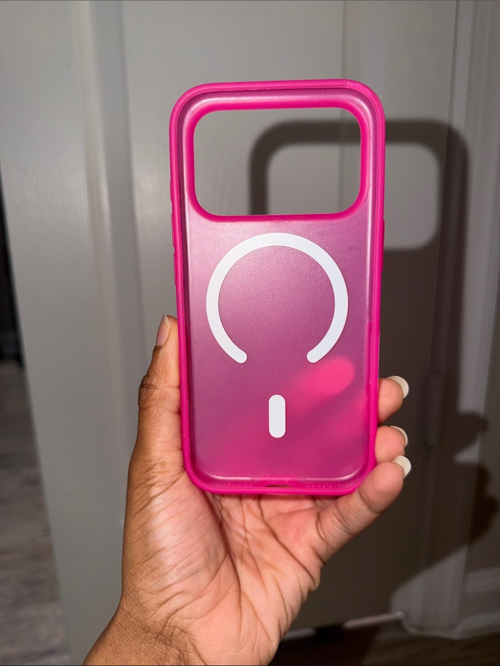 Pink Magnetic Clear Phone Case with MagSafe Compatibility with iPhone 17 Pro